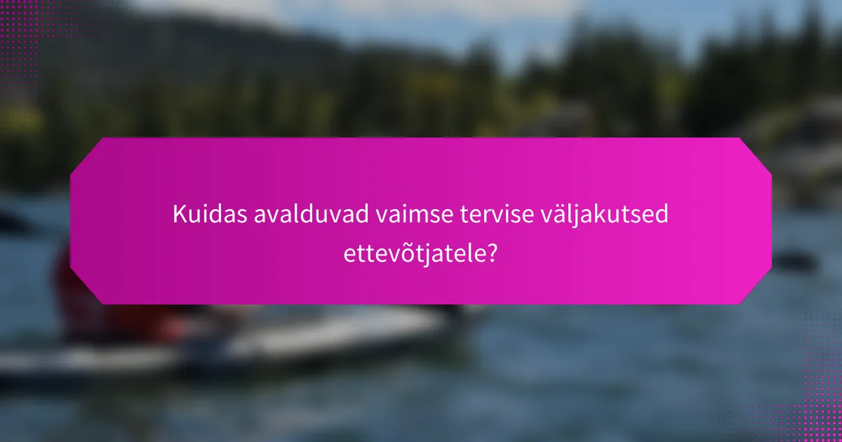 Kuidas avalduvad vaimse tervise väljakutsed ettevõtjatele?