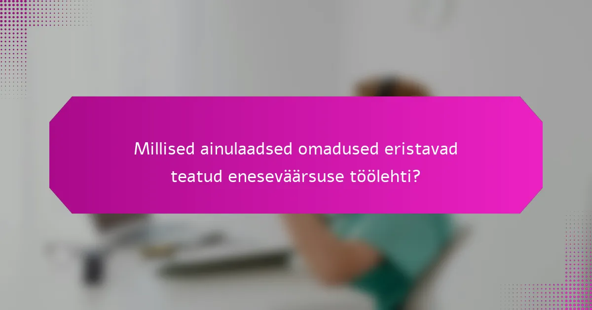 Millised ainulaadsed omadused eristavad teatud eneseväärsuse töölehti?