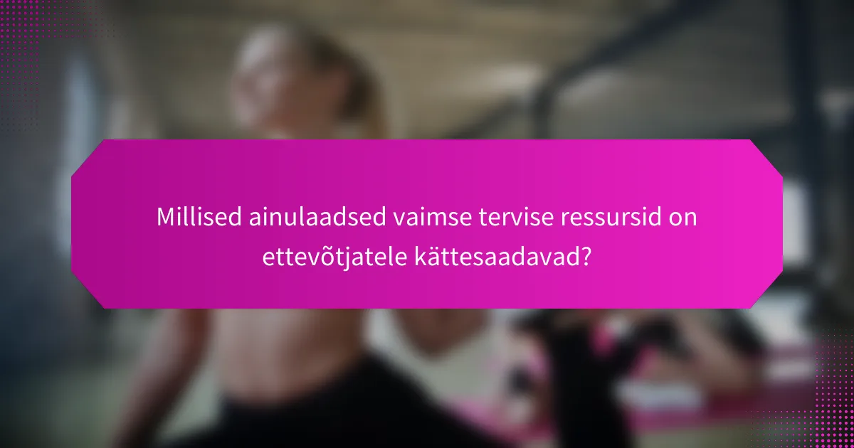 Millised ainulaadsed vaimse tervise ressursid on ettevõtjatele kättesaadavad?