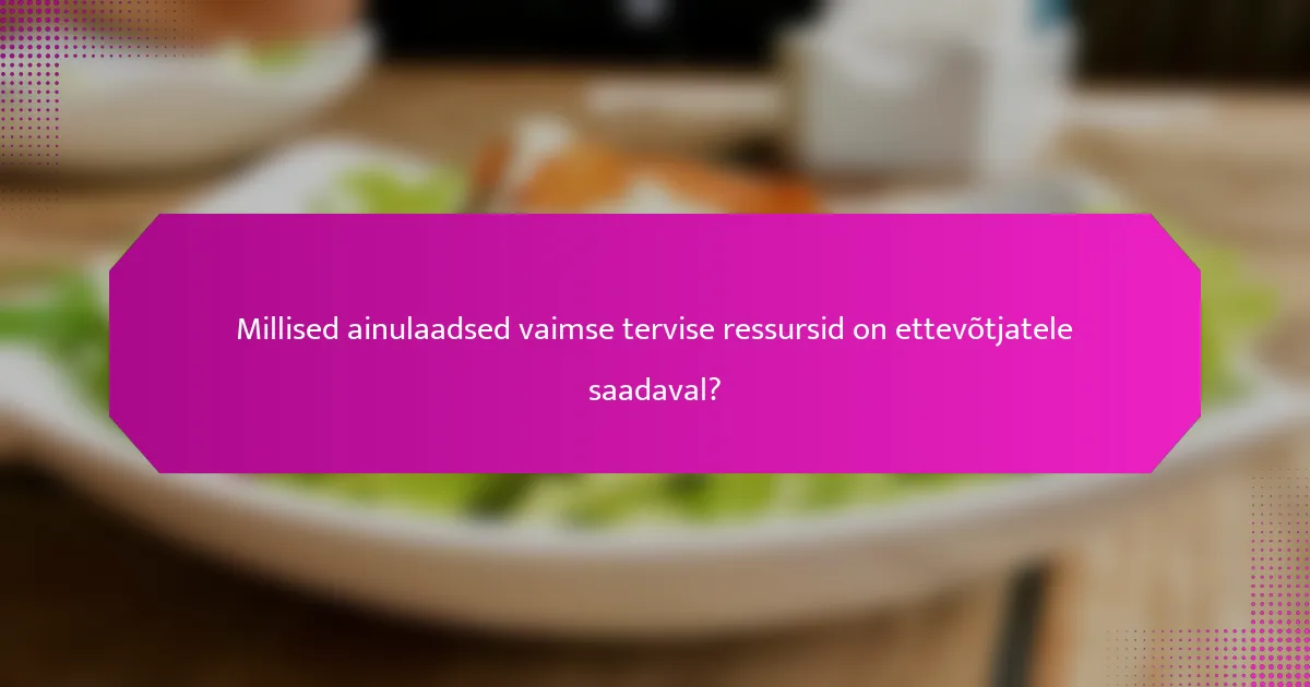 Millised ainulaadsed vaimse tervise ressursid on ettevõtjatele saadaval?