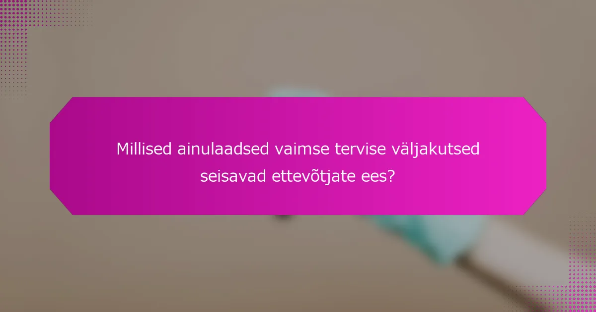 Millised ainulaadsed vaimse tervise väljakutsed seisavad ettevõtjate ees?