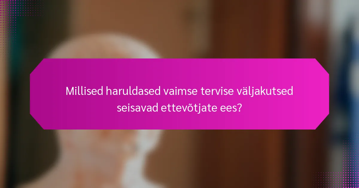 Millised haruldased vaimse tervise väljakutsed seisavad ettevõtjate ees?