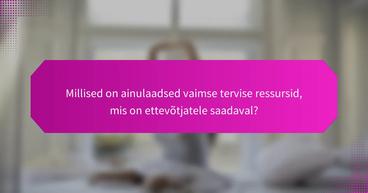 Millised on ainulaadsed vaimse tervise ressursid, mis on ettevõtjatele saadaval?