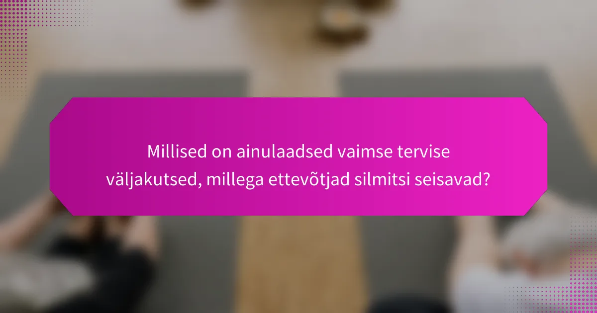 Millised on ainulaadsed vaimse tervise väljakutsed, millega ettevõtjad silmitsi seisavad?
