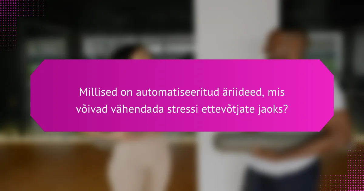 Millised on automatiseeritud äriideed, mis võivad vähendada stressi ettevõtjate jaoks?