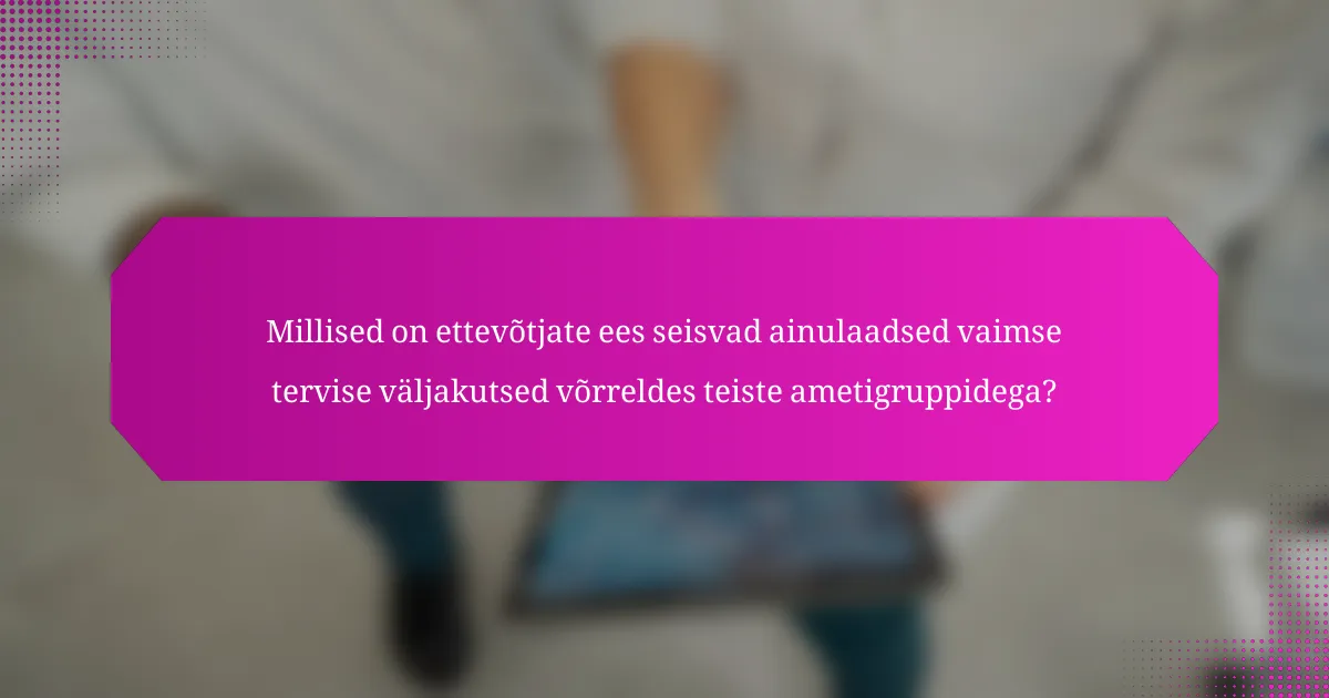 Millised on ettevõtjate ees seisvad ainulaadsed vaimse tervise väljakutsed võrreldes teiste ametigruppidega?
