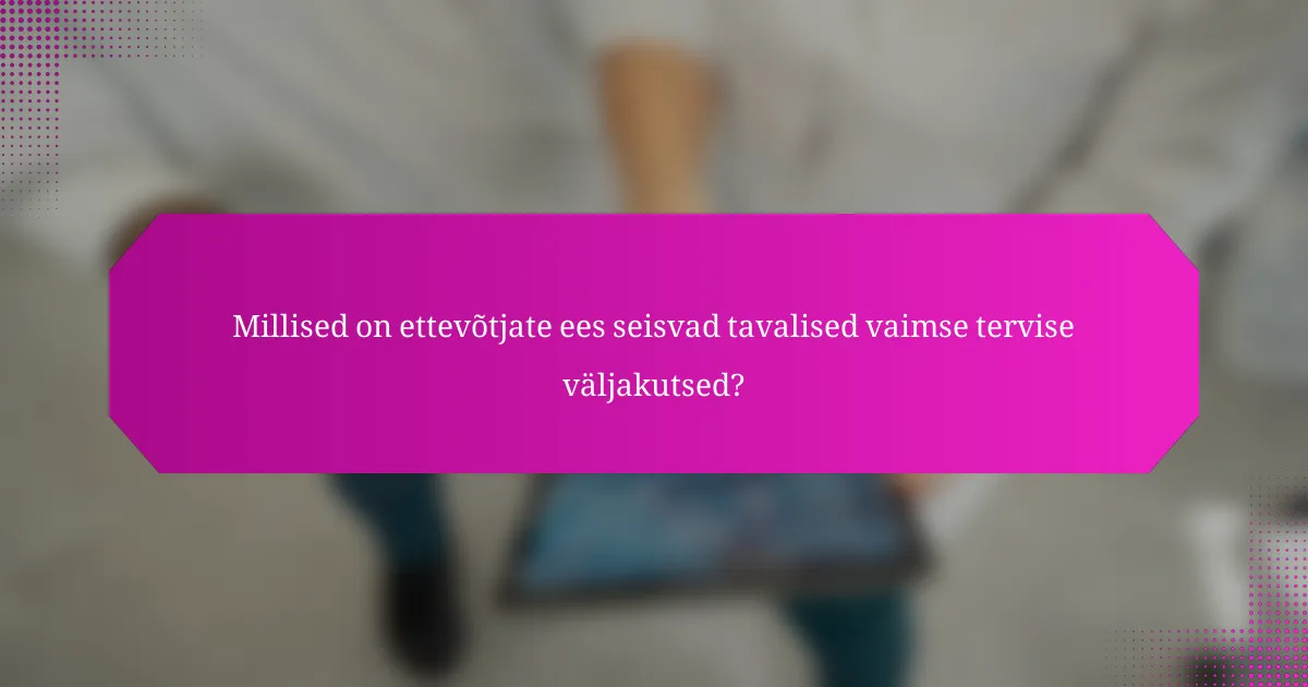 Millised on ettevõtjate ees seisvad tavalised vaimse tervise väljakutsed?