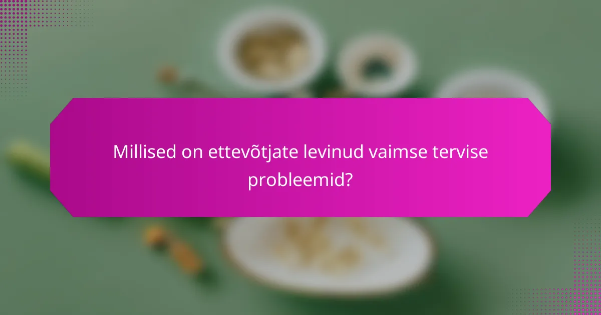 Millised on ettevõtjate levinud vaimse tervise probleemid?