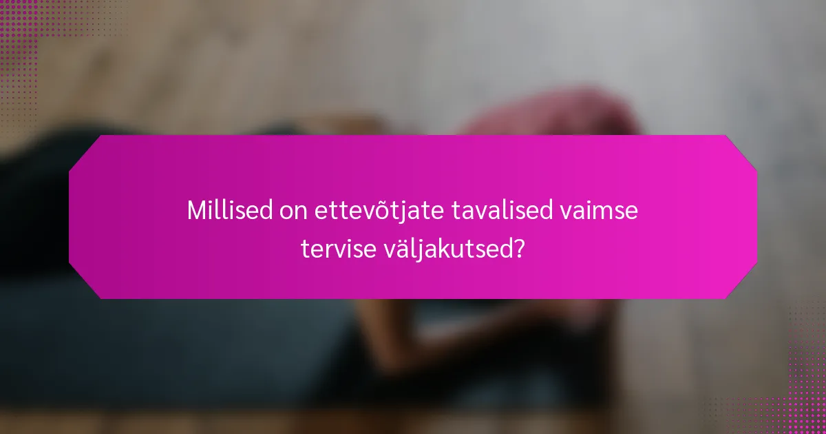 Millised on ettevõtjate tavalised vaimse tervise väljakutsed?