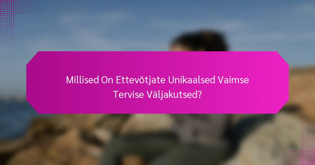 Millised On Ettevõtjate Unikaalsed Vaimse Tervise Väljakutsed?