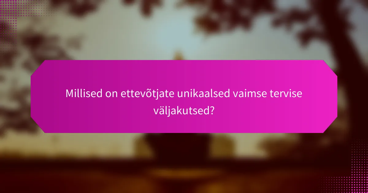 Millised on ettevõtjate unikaalsed vaimse tervise väljakutsed?