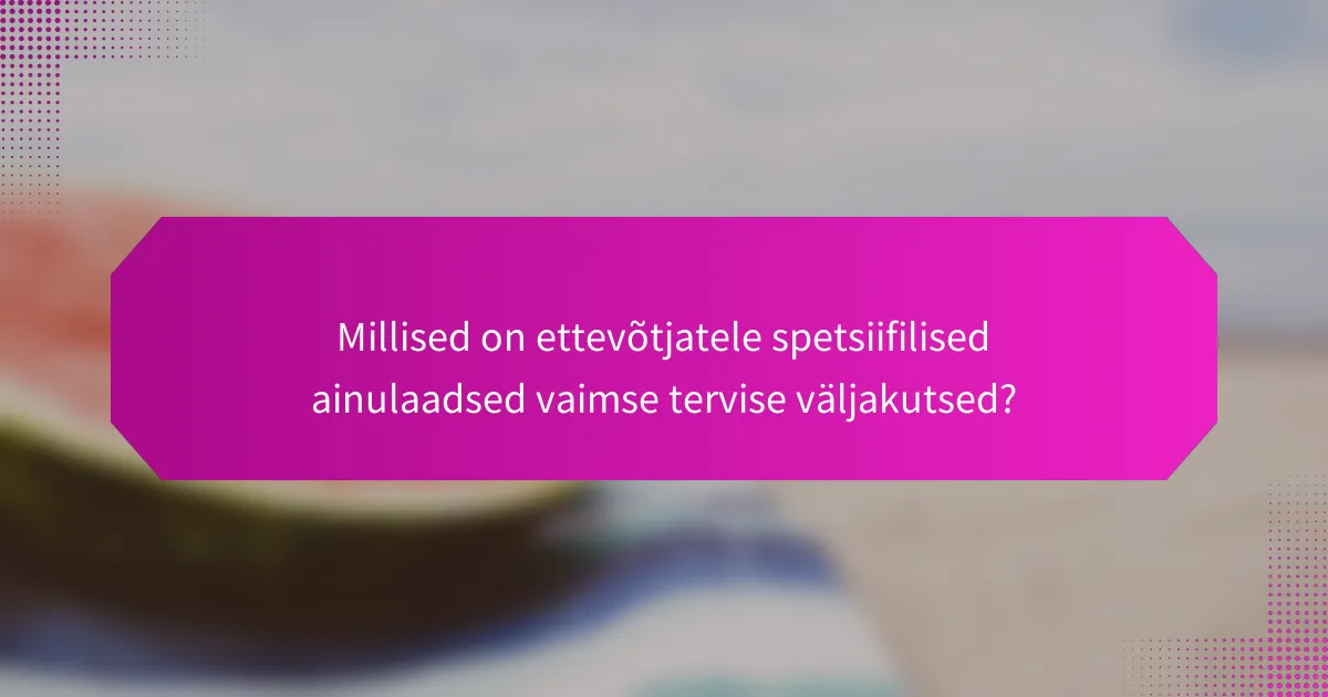 Millised on ettevõtjatele spetsiifilised ainulaadsed vaimse tervise väljakutsed?