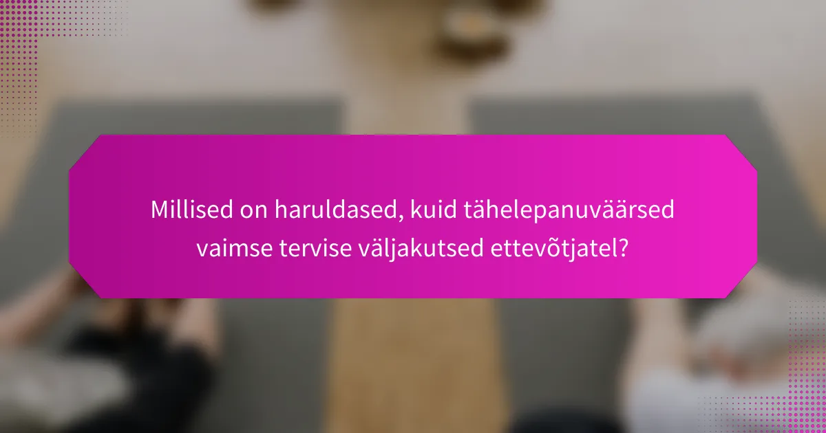 Millised on haruldased, kuid tähelepanuväärsed vaimse tervise väljakutsed ettevõtjatel?