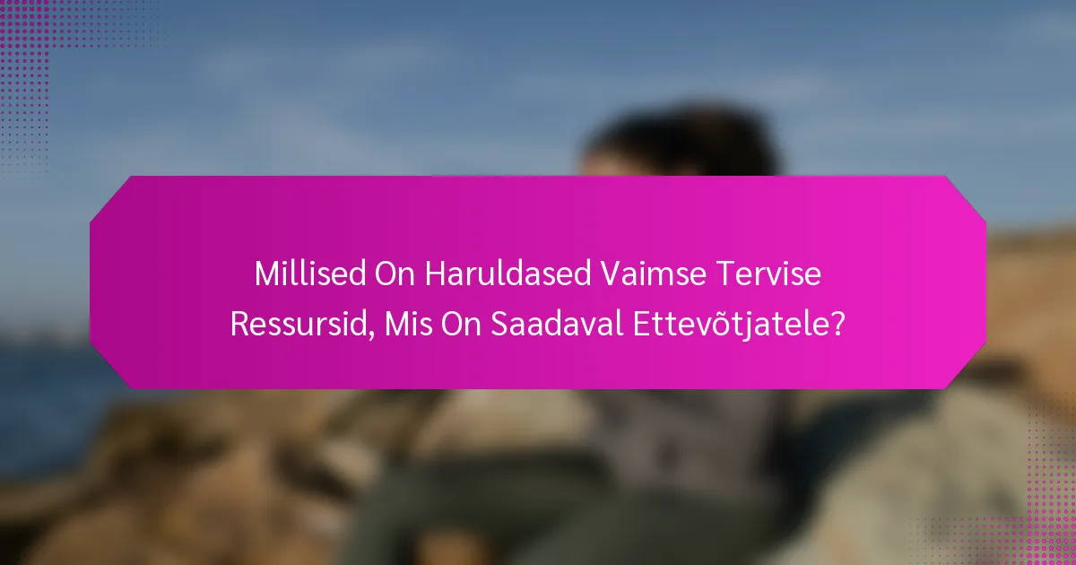 Millised On Haruldased Vaimse Tervise Ressursid, Mis On Saadaval Ettevõtjatele?