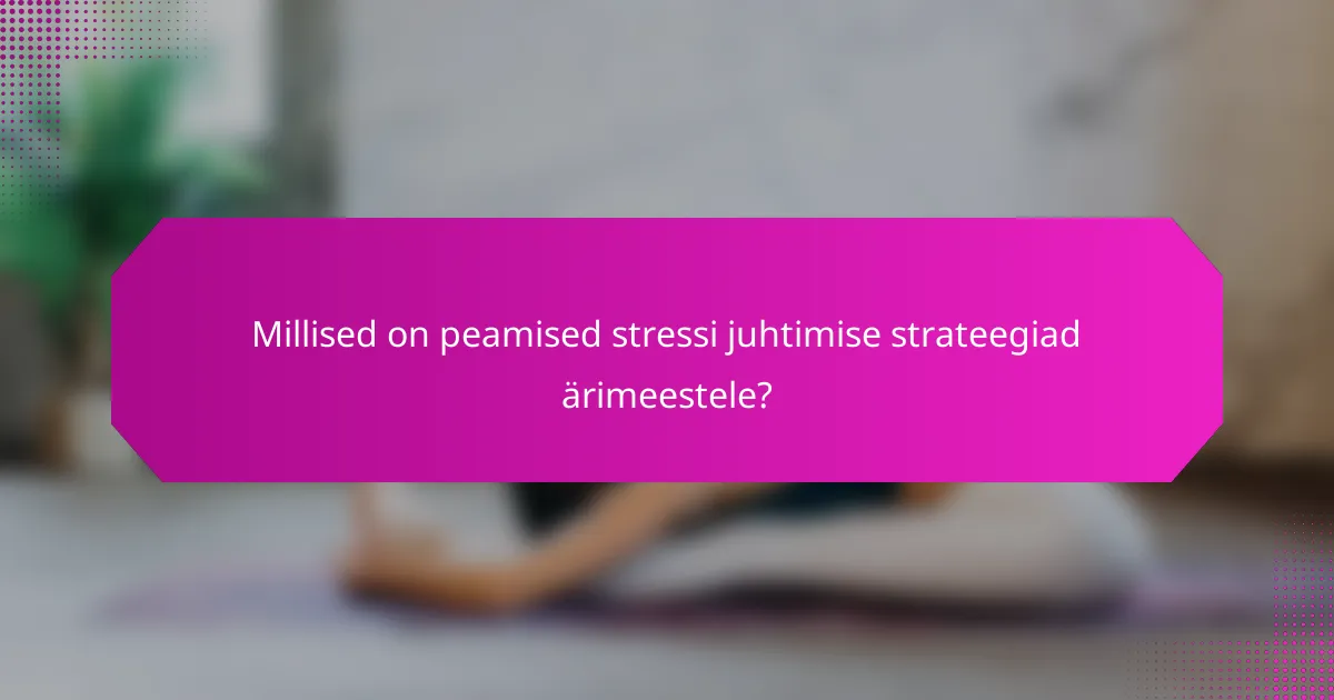Millised on peamised stressi juhtimise strateegiad ärimeestele?