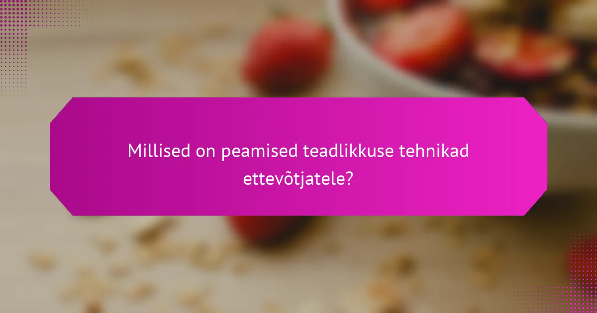 Millised on peamised teadlikkuse tehnikad ettevõtjatele?