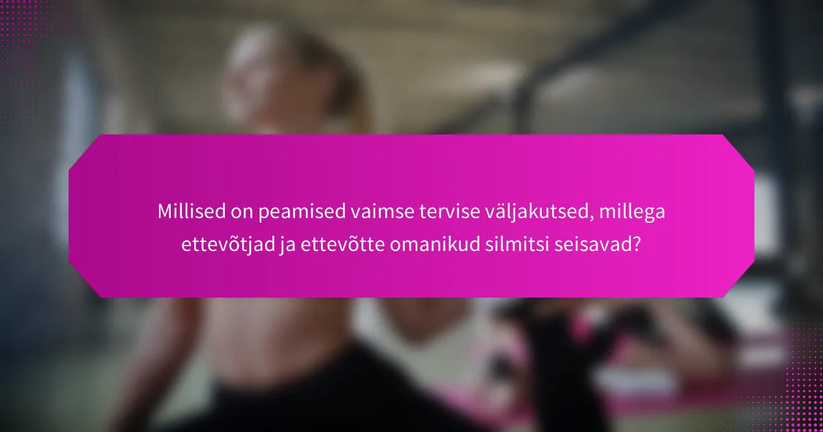 Millised on peamised vaimse tervise väljakutsed, millega ettevõtjad ja ettevõtte omanikud silmitsi seisavad?