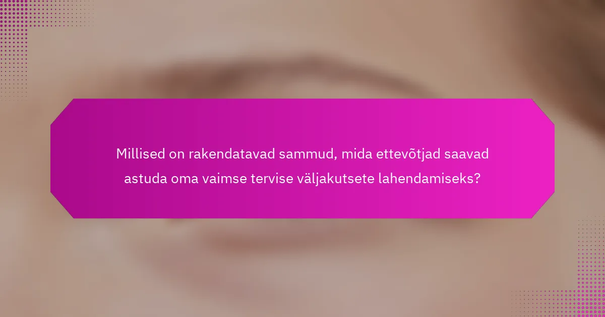 Millised on rakendatavad sammud, mida ettevõtjad saavad astuda oma vaimse tervise väljakutsete lahendamiseks?