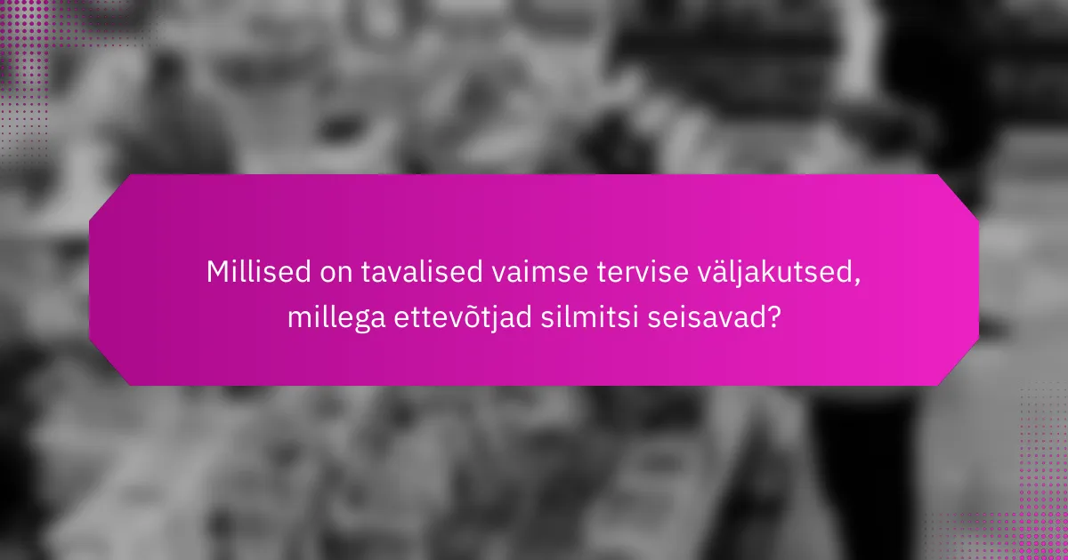 Millised on tavalised vaimse tervise väljakutsed, millega ettevõtjad silmitsi seisavad?
