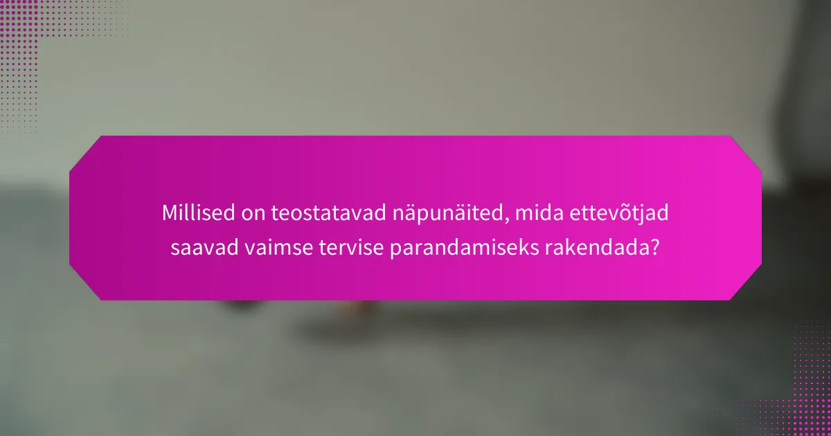 Millised on teostatavad näpunäited, mida ettevõtjad saavad vaimse tervise parandamiseks rakendada?