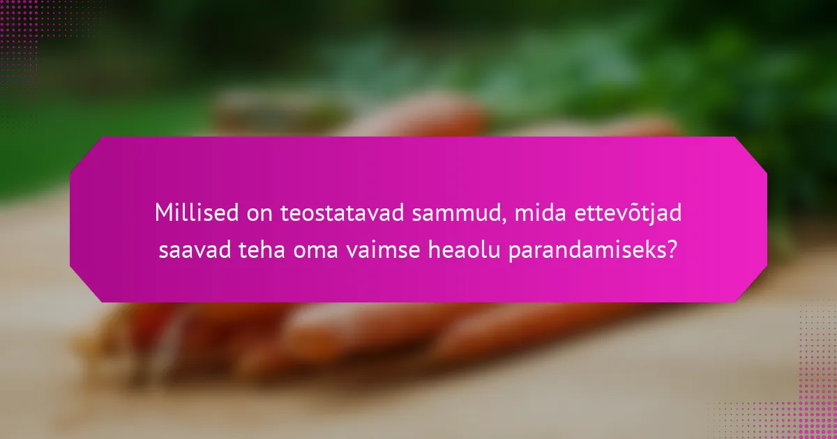 Millised on teostatavad sammud, mida ettevõtjad saavad teha oma vaimse heaolu parandamiseks?
