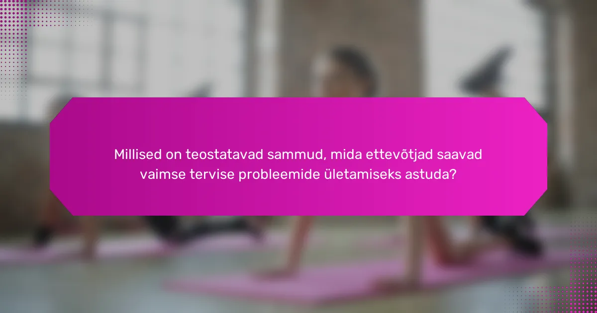 Millised on teostatavad sammud, mida ettevõtjad saavad vaimse tervise probleemide ületamiseks astuda?