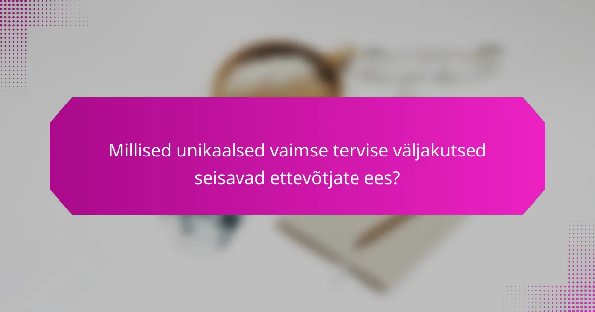 Millised unikaalsed vaimse tervise väljakutsed seisavad ettevõtjate ees?