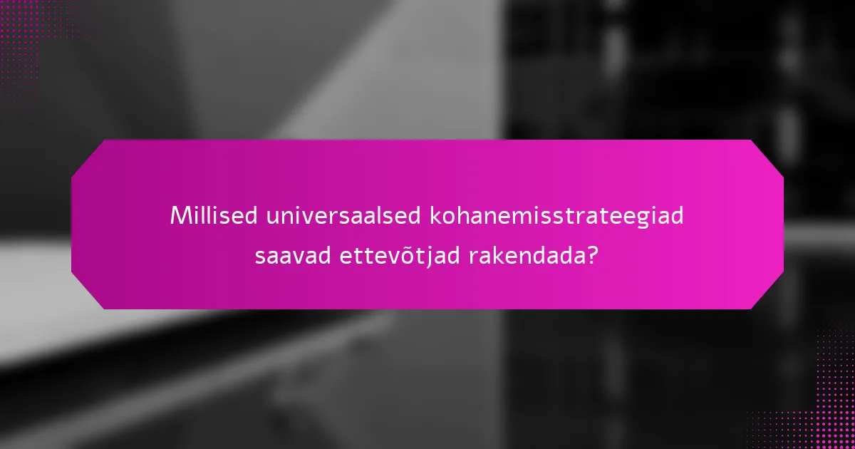Millised universaalsed kohanemisstrateegiad saavad ettevõtjad rakendada?