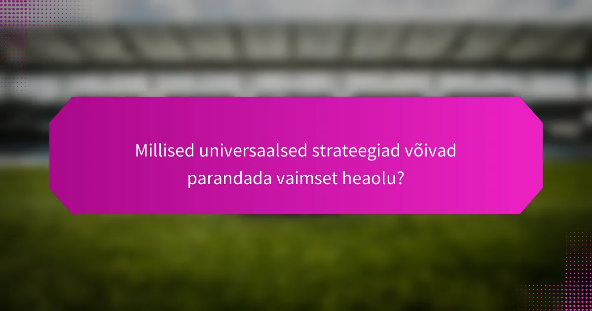 Millised universaalsed strateegiad võivad parandada vaimset heaolu?