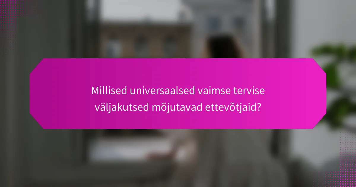 Millised universaalsed vaimse tervise väljakutsed mõjutavad ettevõtjaid?