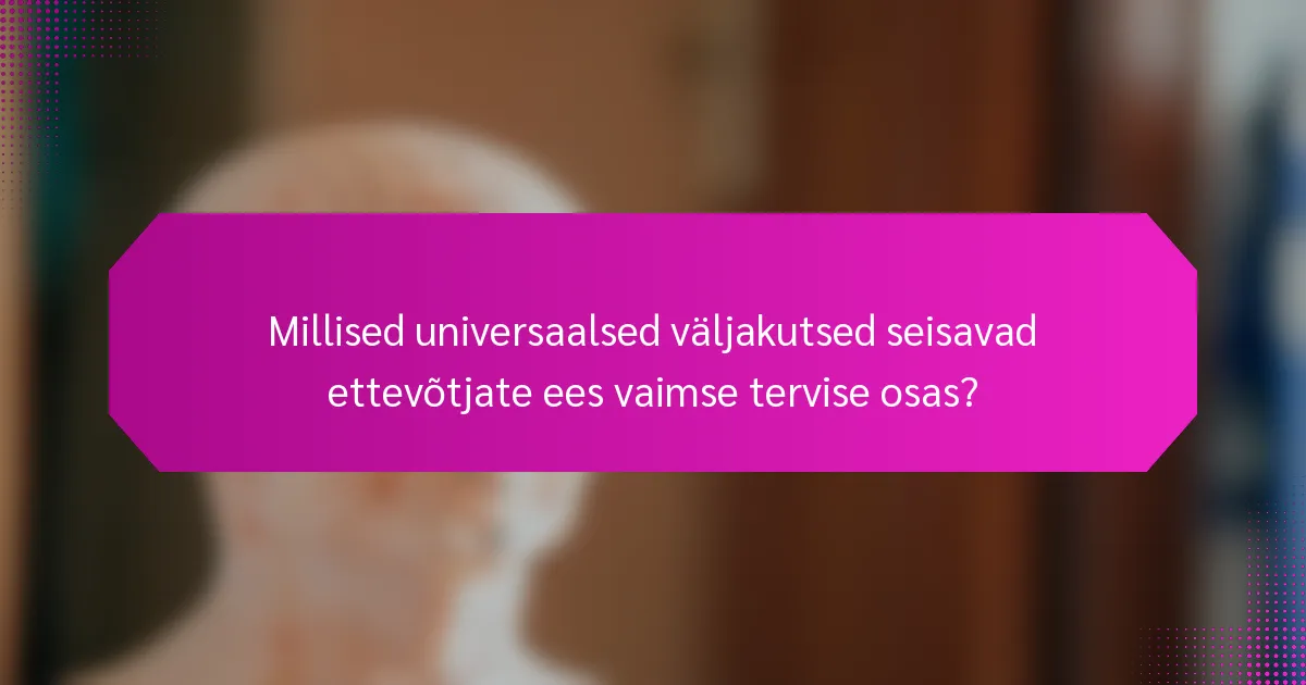 Millised universaalsed väljakutsed seisavad ettevõtjate ees vaimse tervise osas?