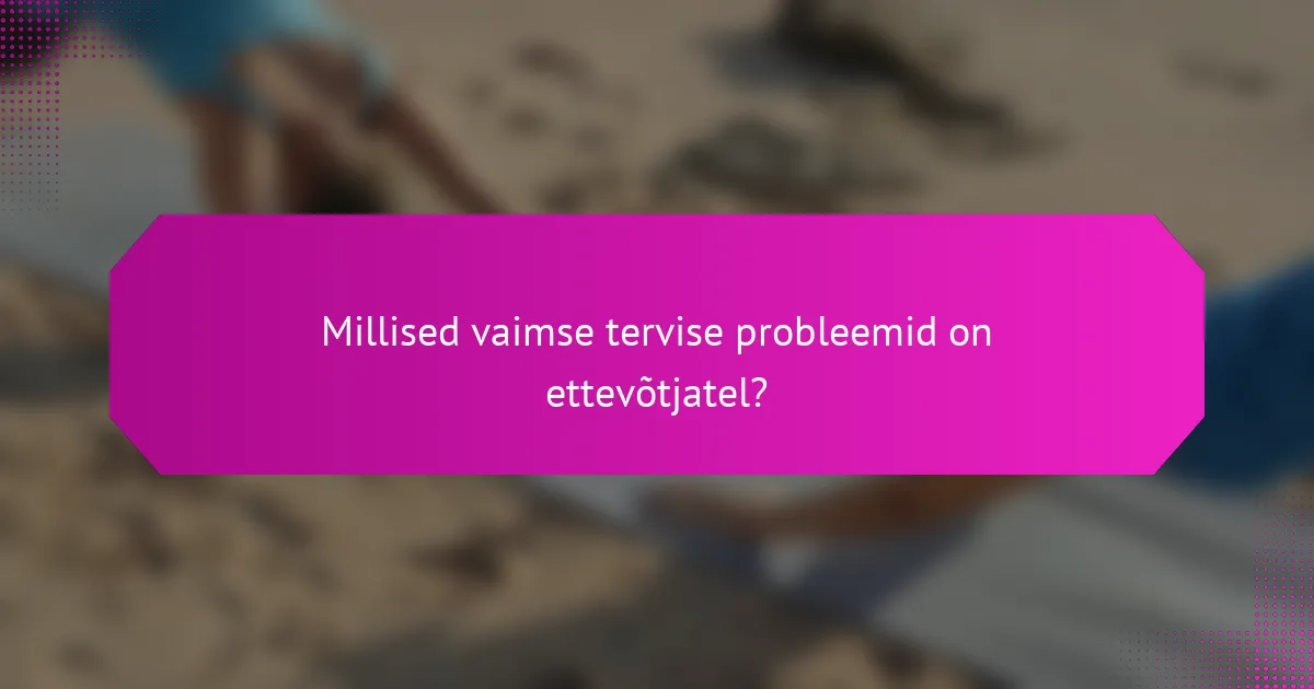 Millised vaimse tervise probleemid on ettevõtjatel?