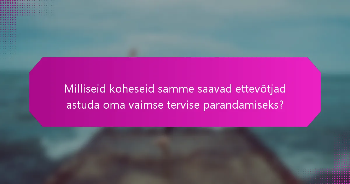 Milliseid koheseid samme saavad ettevõtjad astuda oma vaimse tervise parandamiseks?