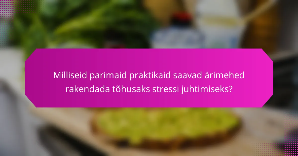 Milliseid parimaid praktikaid saavad ärimehed rakendada tõhusaks stressi juhtimiseks?