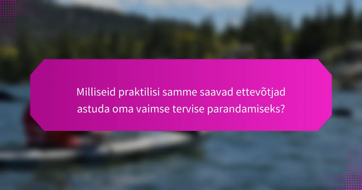 Milliseid praktilisi samme saavad ettevõtjad astuda oma vaimse tervise parandamiseks?