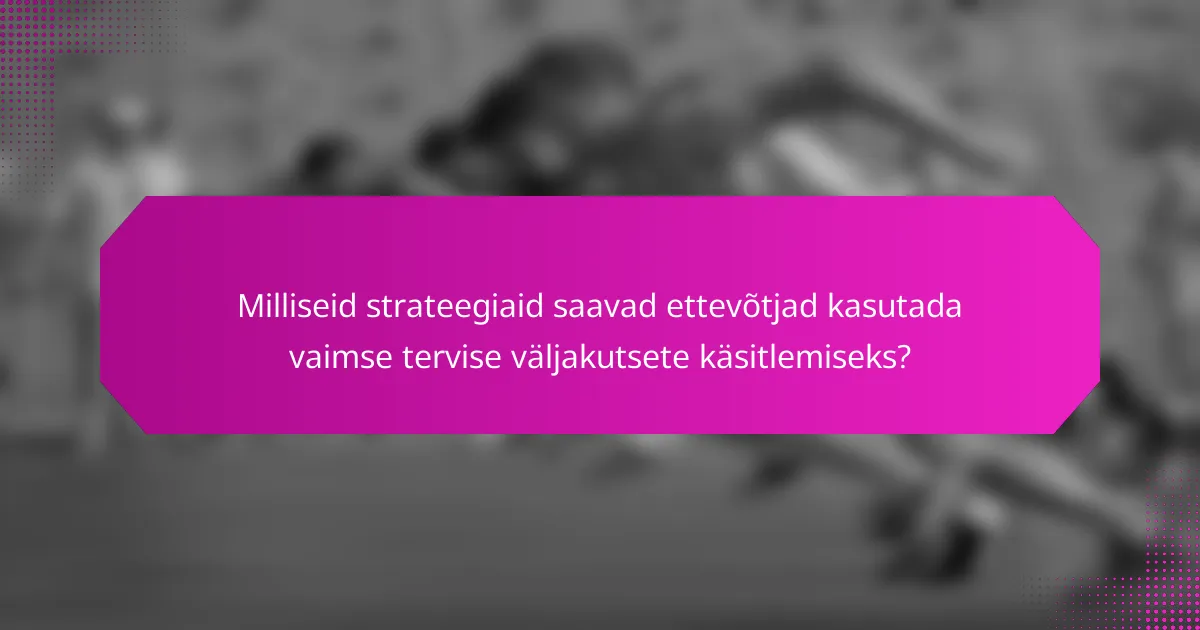 Milliseid strateegiaid saavad ettevõtjad kasutada vaimse tervise väljakutsete käsitlemiseks?