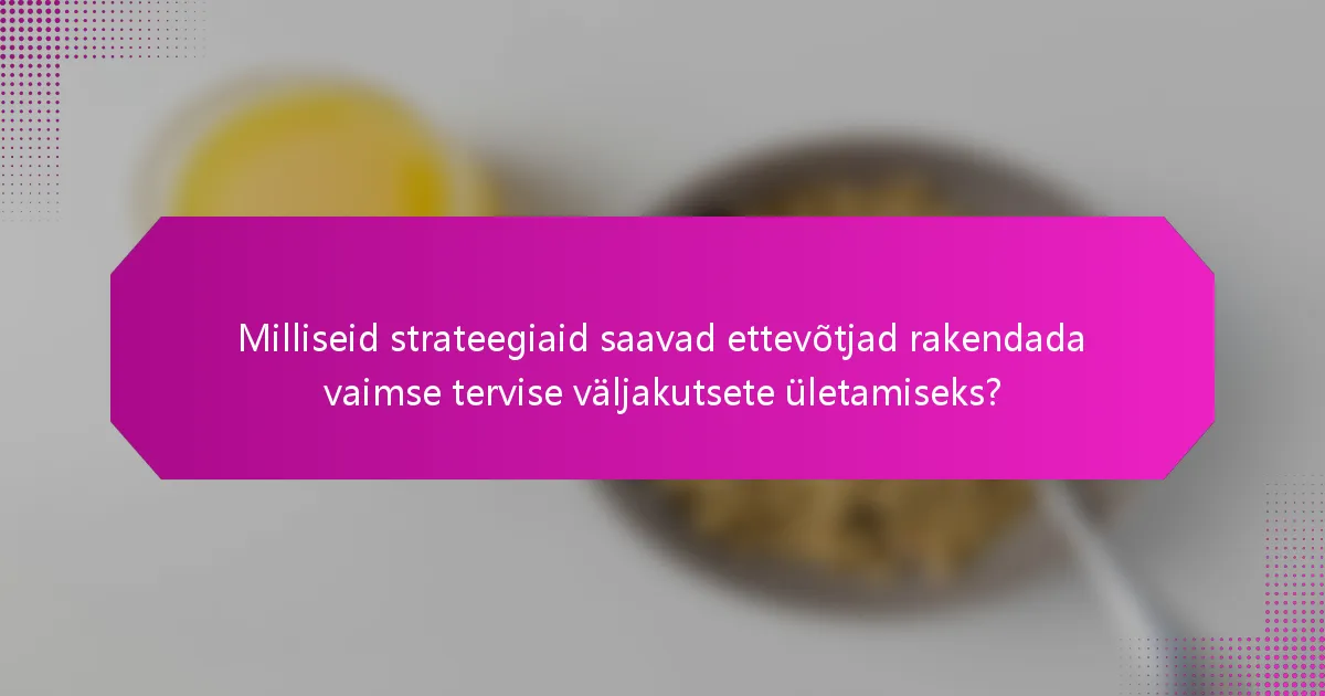 Milliseid strateegiaid saavad ettevõtjad rakendada vaimse tervise väljakutsete ületamiseks?