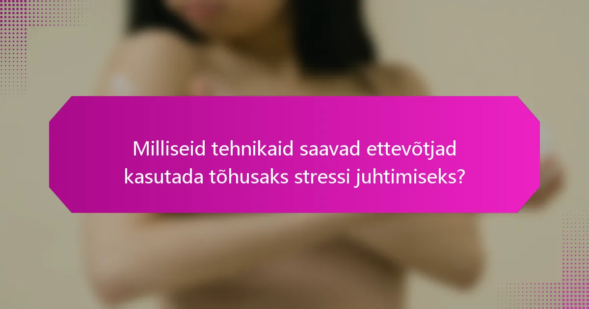 Milliseid tehnikaid saavad ettevõtjad kasutada tõhusaks stressi juhtimiseks?