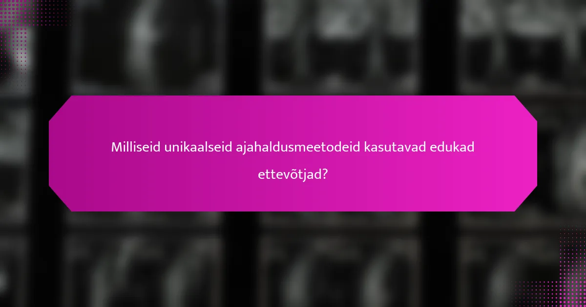 Milliseid unikaalseid ajahaldusmeetodeid kasutavad edukad ettevõtjad?
