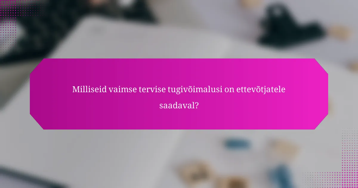 Milliseid vaimse tervise tugivõimalusi on ettevõtjatele saadaval?